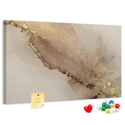 Kurk prikbord met abstract landschap met gouden accenten