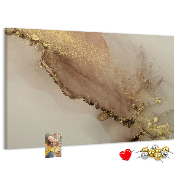 Kurk prikbord met abstract landschap met gouden accenten