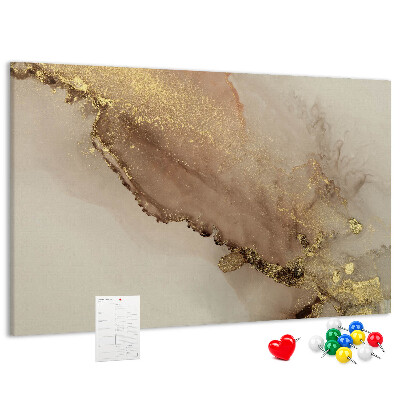 Kurk prikbord met abstract landschap met gouden accenten