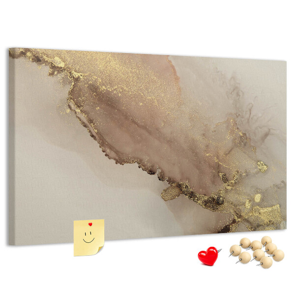 Kurk prikbord met abstract landschap met gouden accenten