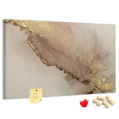 Kurk prikbord met abstract landschap met gouden accenten