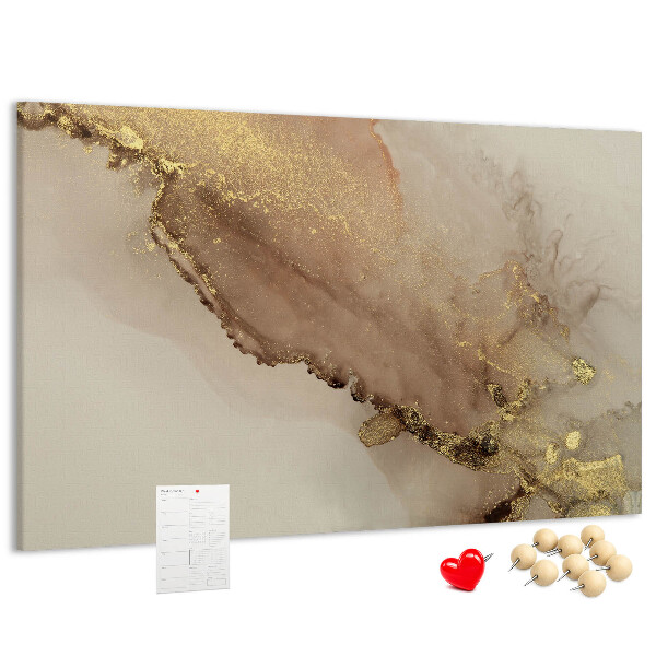 Kurk prikbord met abstract landschap met gouden accenten