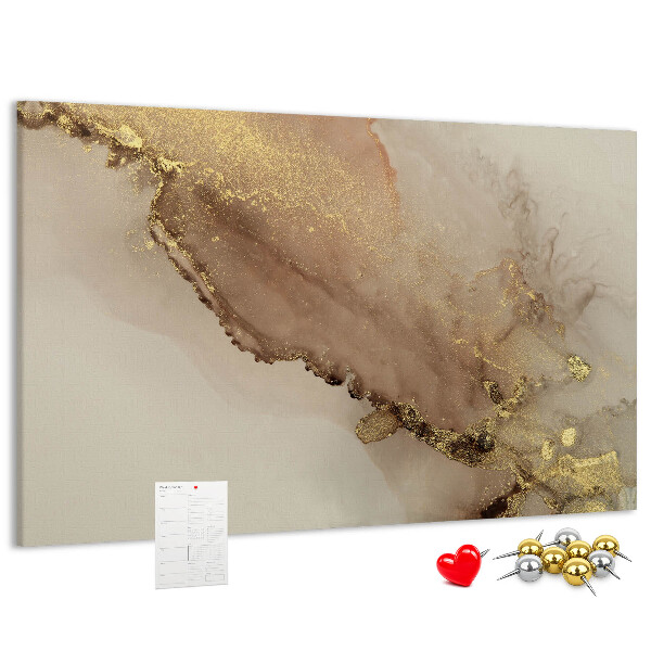Kurk prikbord met abstract landschap met gouden accenten