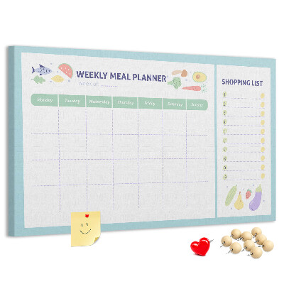 Kurkbord maaltijdplanner voor de hele week