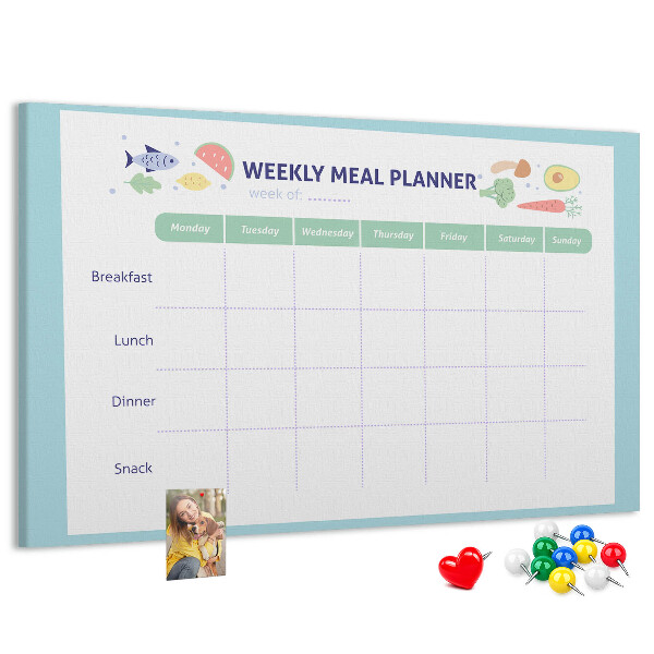 Maaltijdplanner prikbord voor elke week