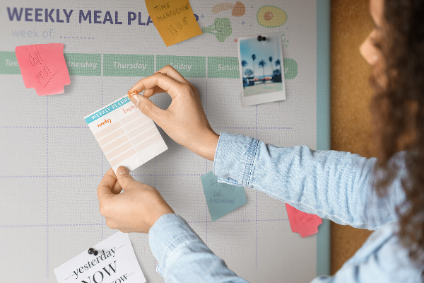 Maaltijdplanner prikbord voor elke week