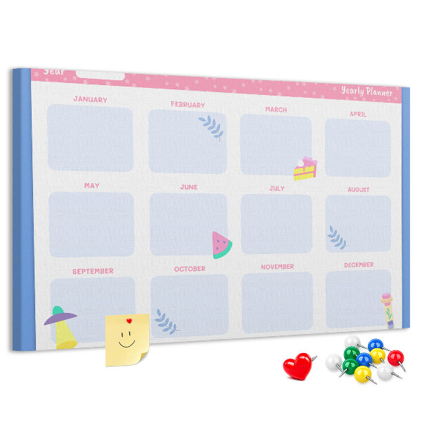 Kurkbord jaarplanner met fruitmotief