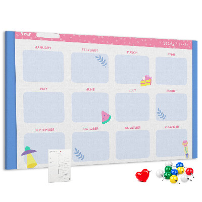 Kurkbord jaarplanner met fruitmotief