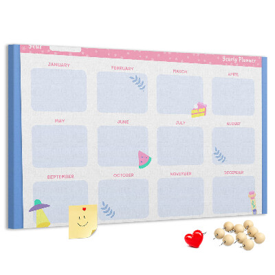 Kurkbord jaarplanner met fruitmotief
