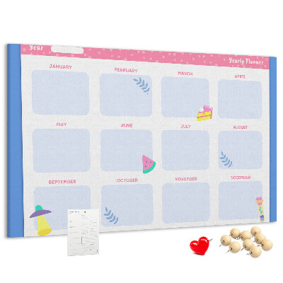 Kurkbord jaarplanner met fruitmotief