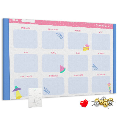 Kurkbord jaarplanner met fruitmotief