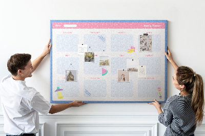 Kurkbord jaarplanner met fruitmotief