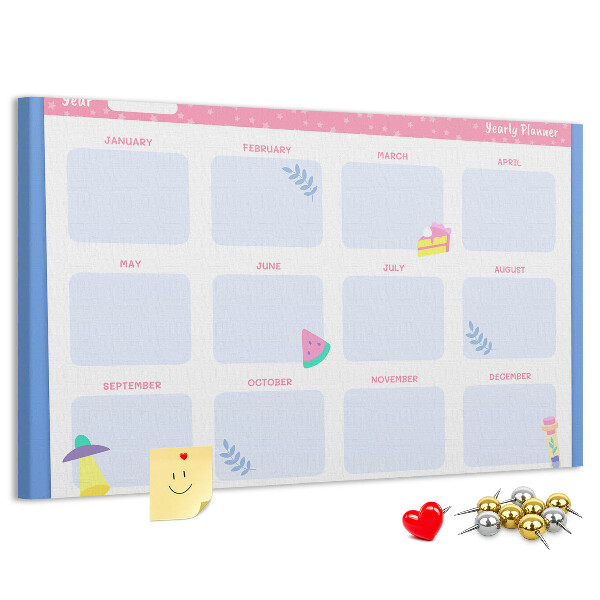 Kurkbord jaarplanner met fruitmotief