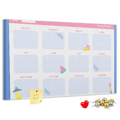 Kurkbord jaarplanner met fruitmotief