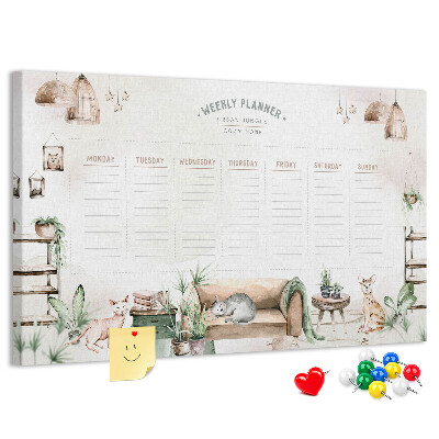 Weekplanner van kurk in huiselijke stijl