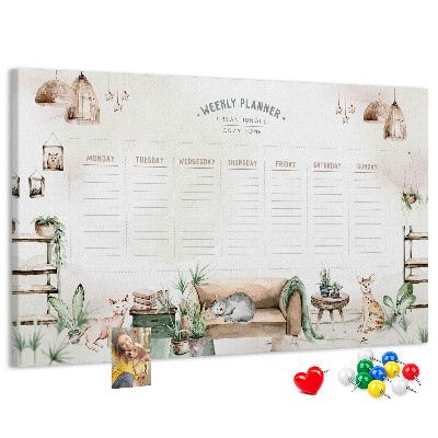 Weekplanner van kurk in huiselijke stijl