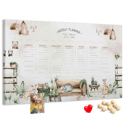 Weekplanner van kurk in huiselijke stijl