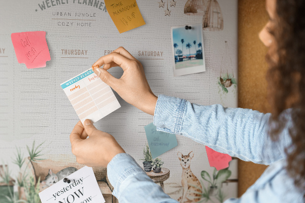 Weekplanner van kurk in huiselijke stijl