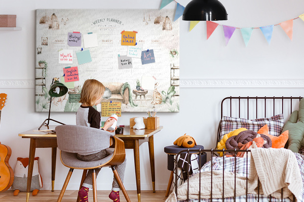 Weekplanner van kurk in huiselijke stijl