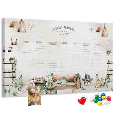 Weekplanner van kurk in huiselijke stijl