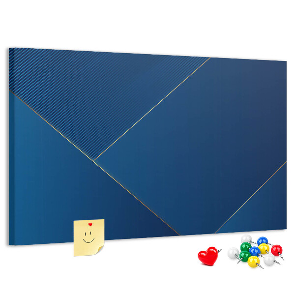 Kurk prikbord met elegante geometrische patronen in blauwe tinten
