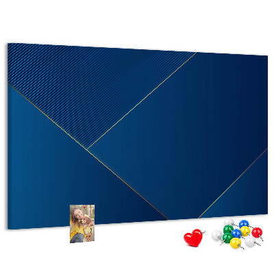 Kurk prikbord met elegante geometrische patronen in blauwe tinten
