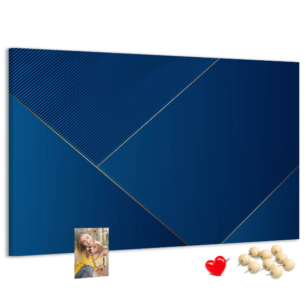 Kurk prikbord met elegante geometrische patronen in blauwe tinten