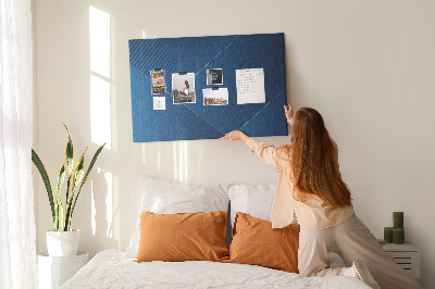 Kurk prikbord met elegante geometrische patronen in blauwe tinten