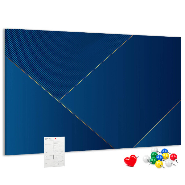 Kurk prikbord met elegante geometrische patronen in blauwe tinten
