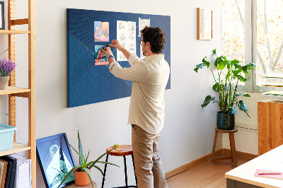 Kurk prikbord met elegante geometrische patronen in blauwe tinten