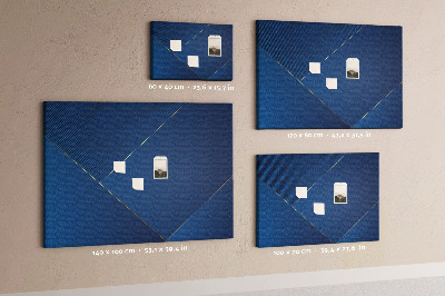 Kurk prikbord met elegante geometrische patronen in blauwe tinten