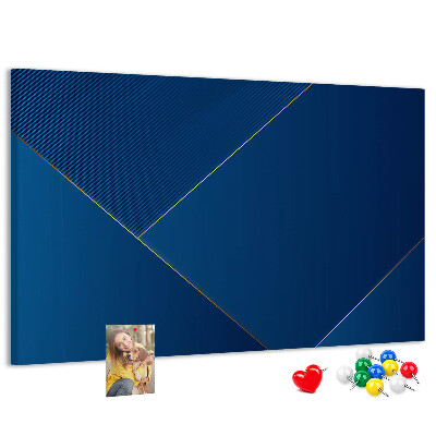 Kurk prikbord met elegante geometrische patronen in blauwe tinten