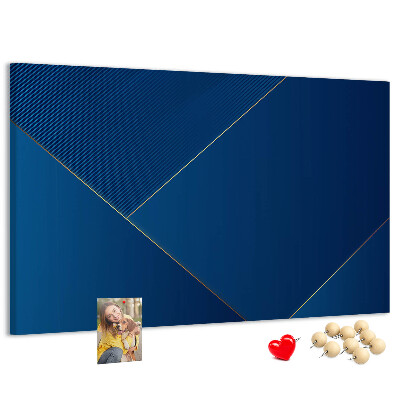 Kurk prikbord met elegante geometrische patronen in blauwe tinten