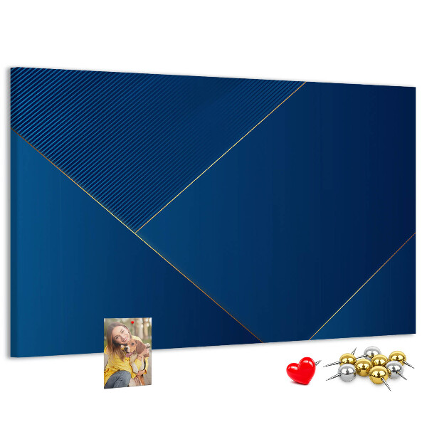 Kurk prikbord met elegante geometrische patronen in blauwe tinten