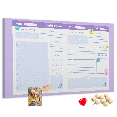 Kurkbord weekplanner met kleurrijke accenten