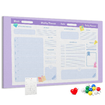 Kurkbord weekplanner met kleurrijke accenten