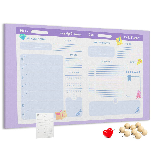 Kurkbord weekplanner met kleurrijke accenten