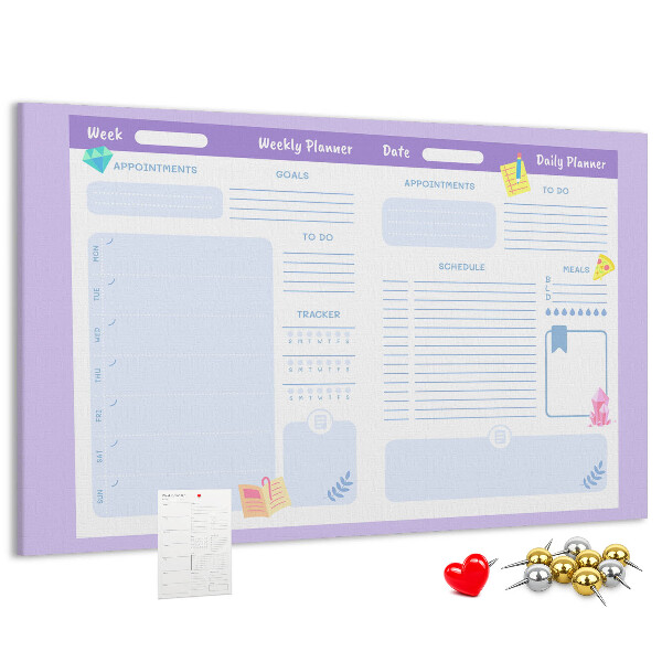Kurkbord weekplanner met kleurrijke accenten