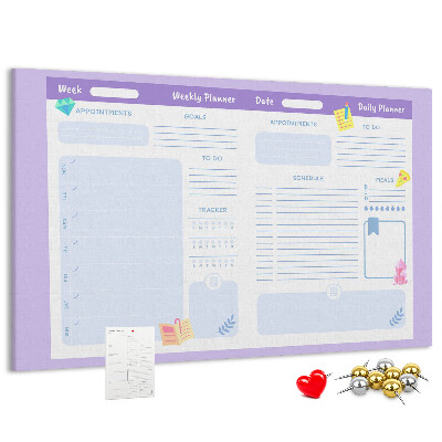 Kurkbord weekplanner met kleurrijke accenten