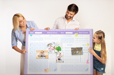 Kurkbord weekplanner met kleurrijke accenten