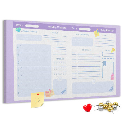Kurkbord weekplanner met kleurrijke accenten