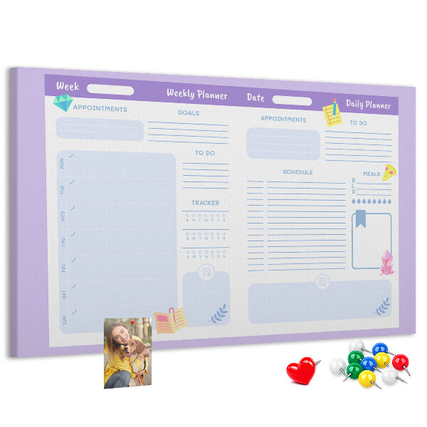 Kurkbord weekplanner met kleurrijke accenten