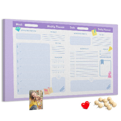 Kurkbord weekplanner met kleurrijke accenten