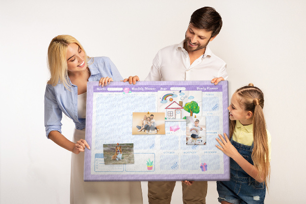 Kurk prikbord jaarplanner in pastelkleuren