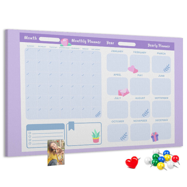 Kurk prikbord jaarplanner in pastelkleuren