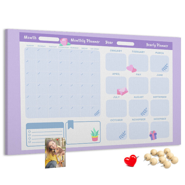 Kurk prikbord jaarplanner in pastelkleuren