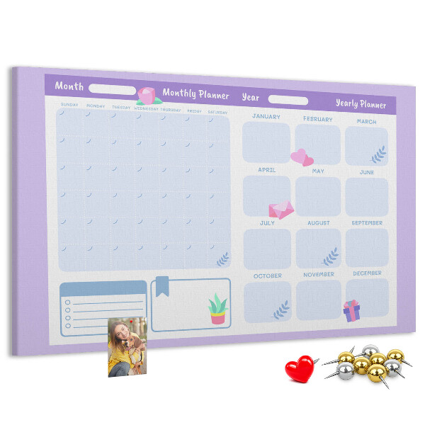 Kurk prikbord jaarplanner in pastelkleuren