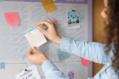 Kurk prikbord jaarplanner in pastelkleuren