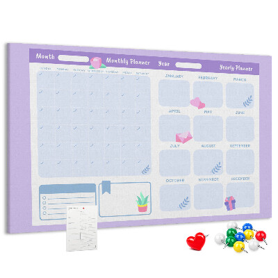Kurk prikbord jaarplanner in pastelkleuren