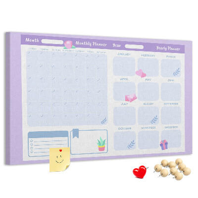 Kurk prikbord jaarplanner in pastelkleuren